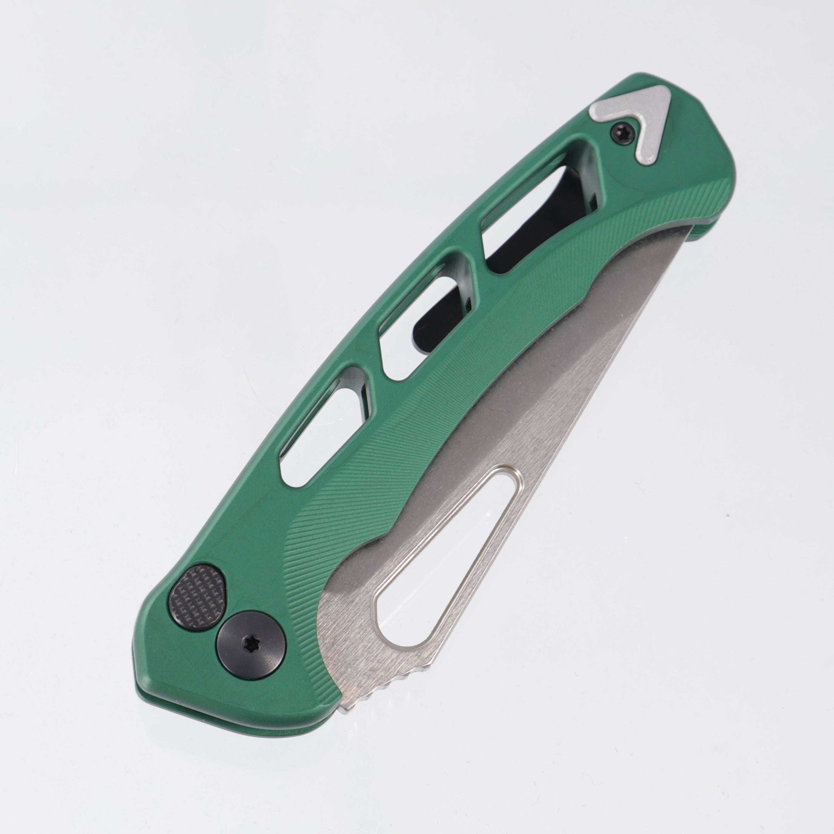 Dead Reckon Ridgeback Vertebrae Integral New Sexy Non Flipper - Green Aluminum w/ Silver Anchor - Stonewash Magnacut - RB-3562-17