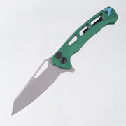 Dead Reckon Ridgeback Vertebrae Integral Reverse Tanto - Green Aluminum w/ Turquoise Anchor - Stonewash S45VN - RB-4462-17