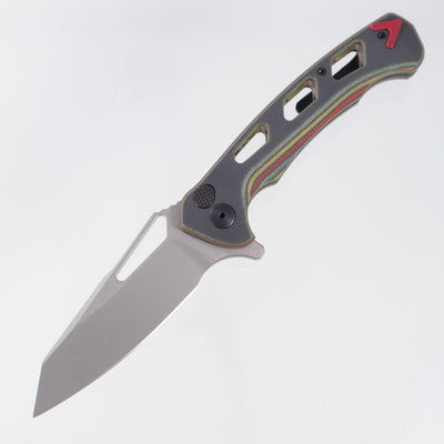 Dead Reckon Ridgeback Vertebrae Reverse Tanto - Multi-Color G10 w/ Red Anchor - Glassblast Magnacut *Generic Box*