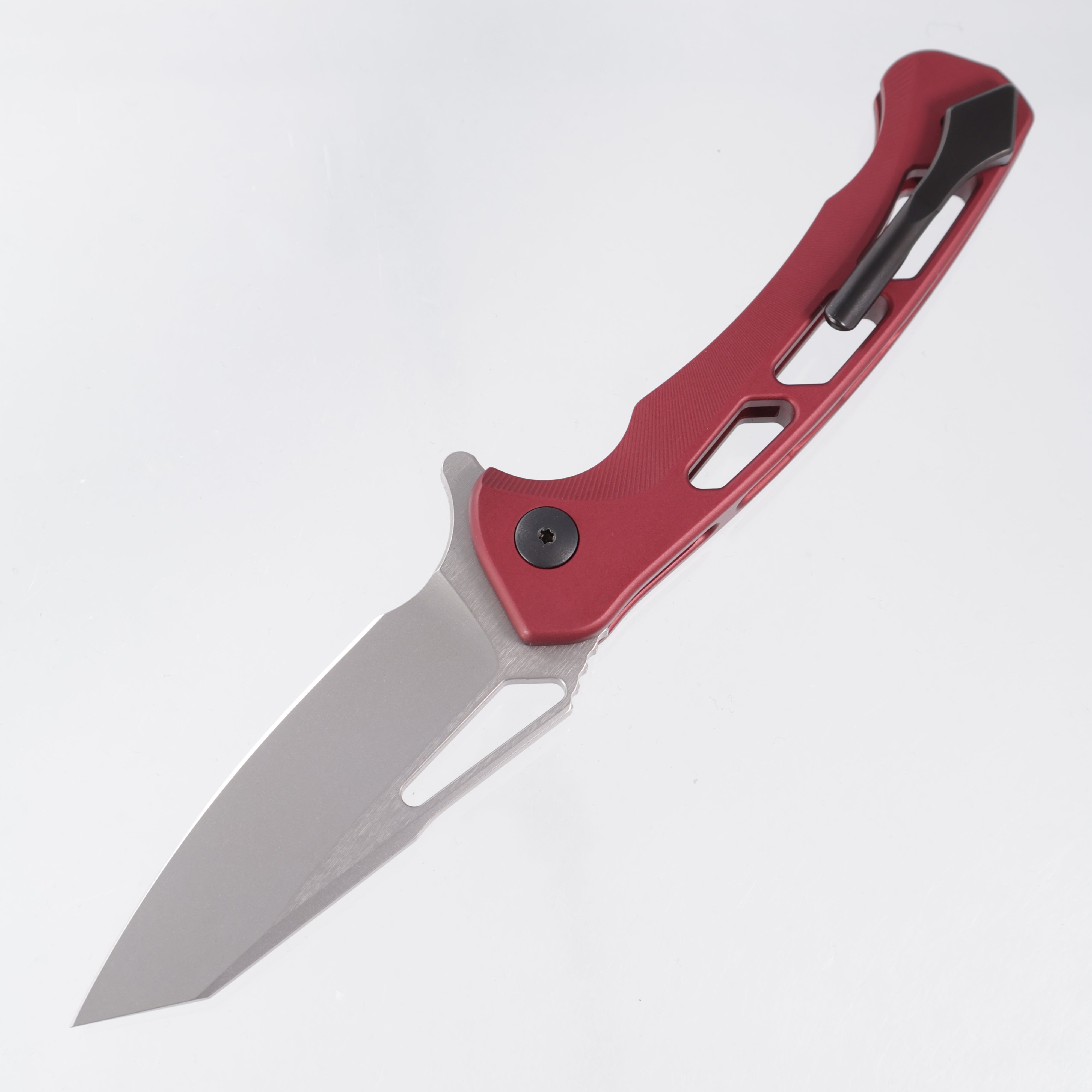 Dead Reckon Ridgeback Vertebrae Integral Reverse Tanto - Red Aluminum - Glassblast Magnacut *Generic Box*