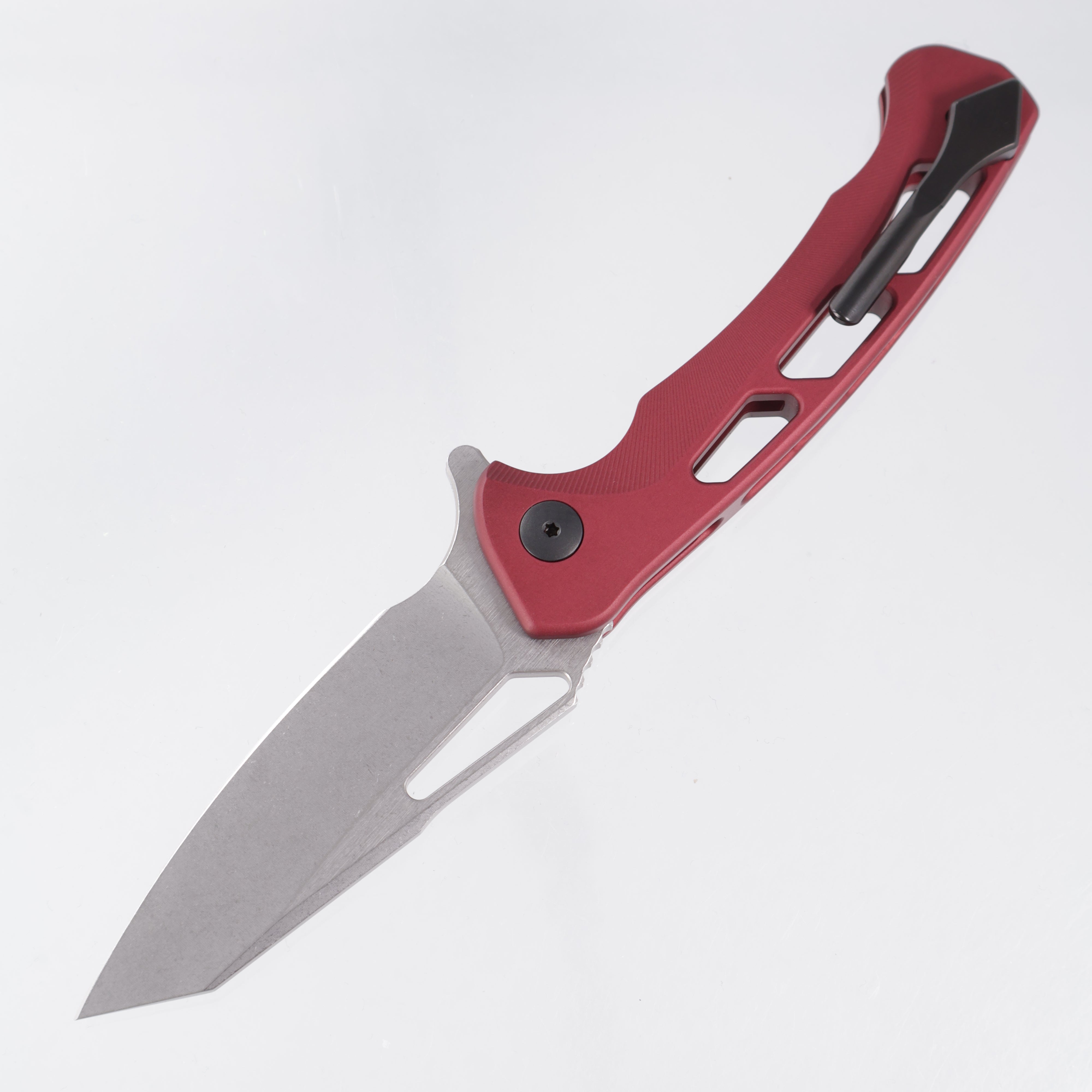 Dead Reckon Ridgeback Vertebrae Integral Reverse Tanto - Red Aluminum - Stonewash Magnacut *Generic Box*