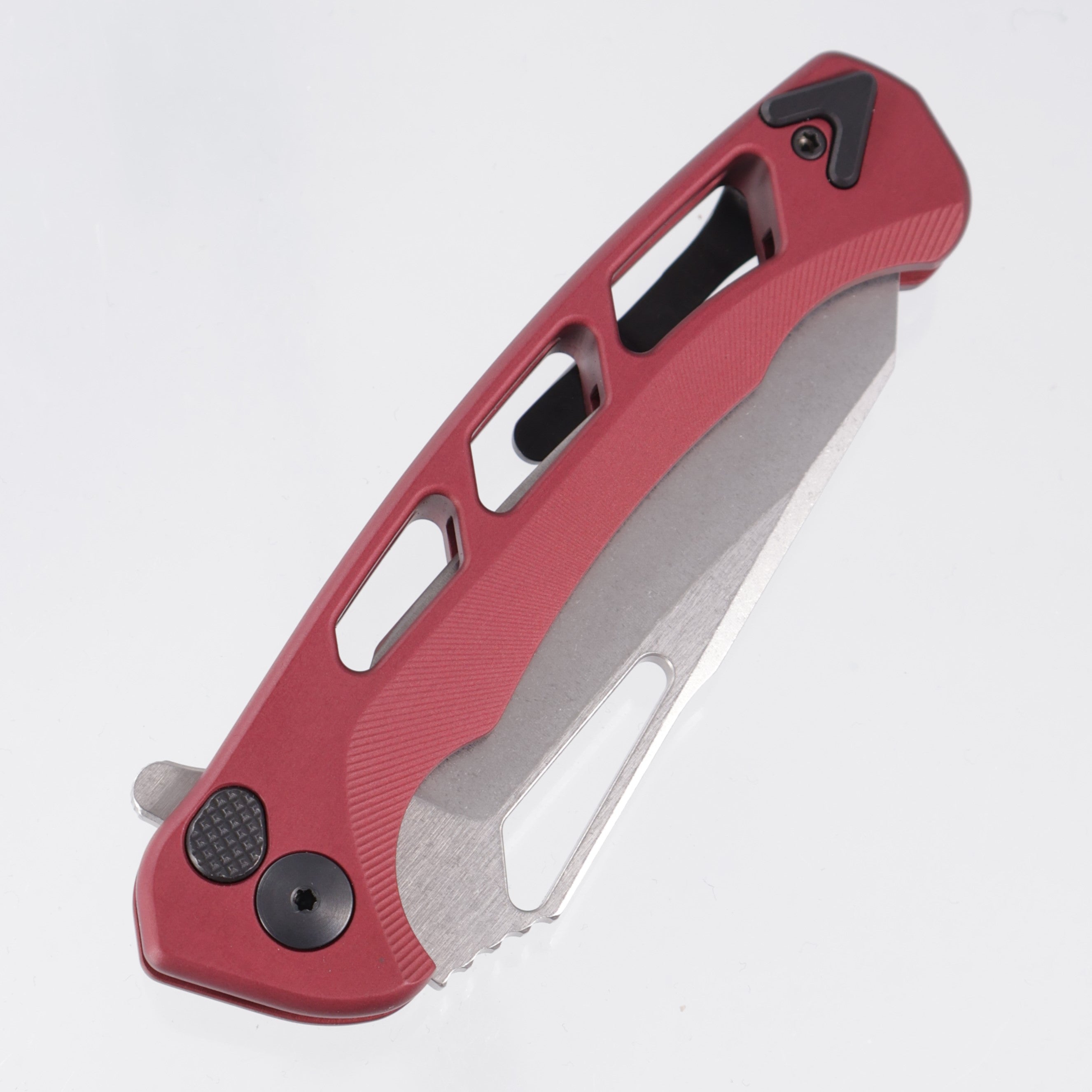 Dead Reckon Ridgeback Vertebrae Integral Reverse Tanto - Red Aluminum - Stonewash Magnacut *Generic Box*