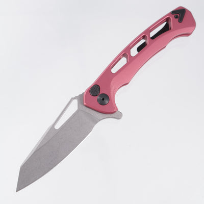 Dead Reckon Ridgeback Vertebrae Integral Reverse Tanto - Light Red (Pink) Aluminum - Stonewash Magnacut *Generic Box*