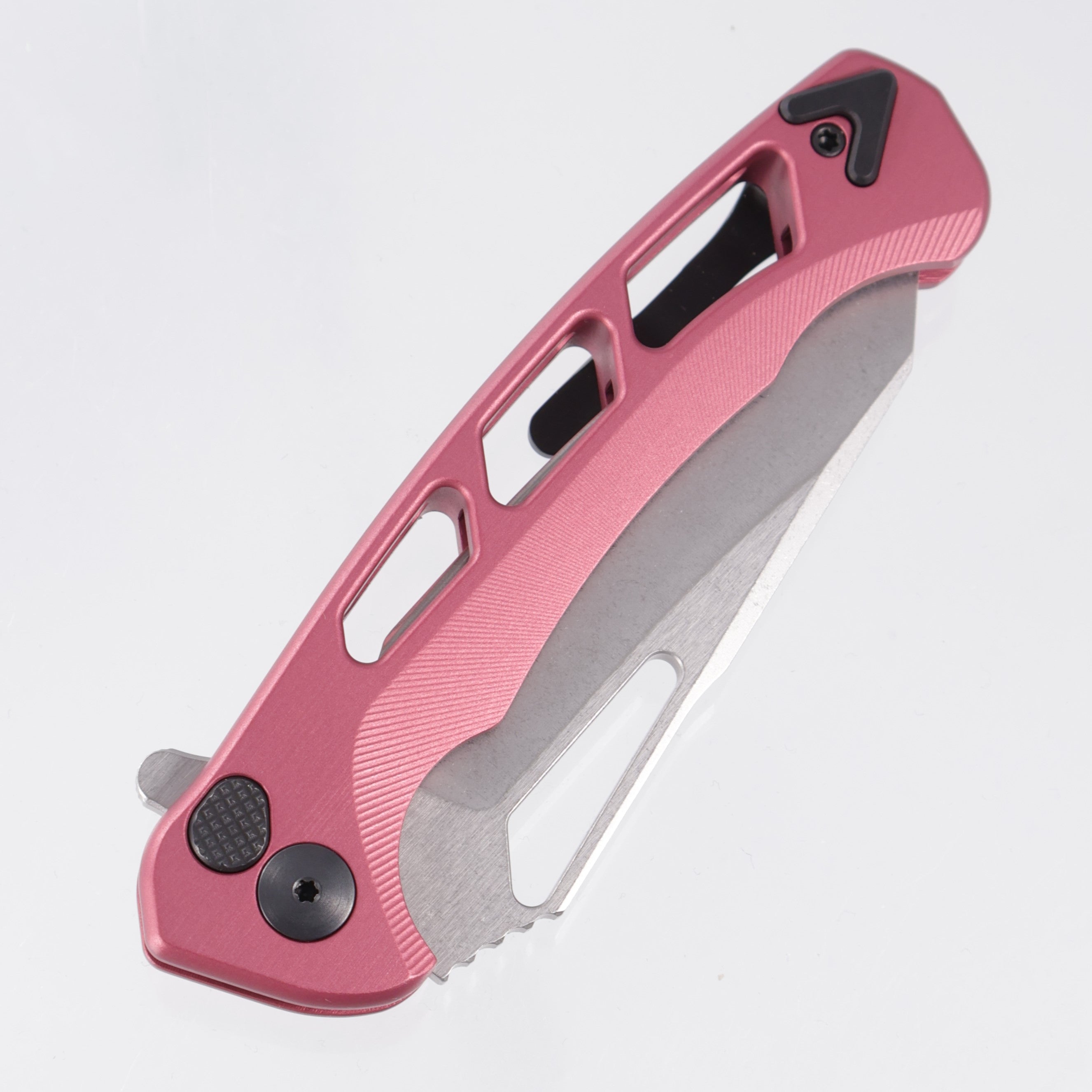 Dead Reckon Ridgeback Vertebrae Integral Reverse Tanto - Light Red (Pink) Aluminum - Stonewash Magnacut *Generic Box*
