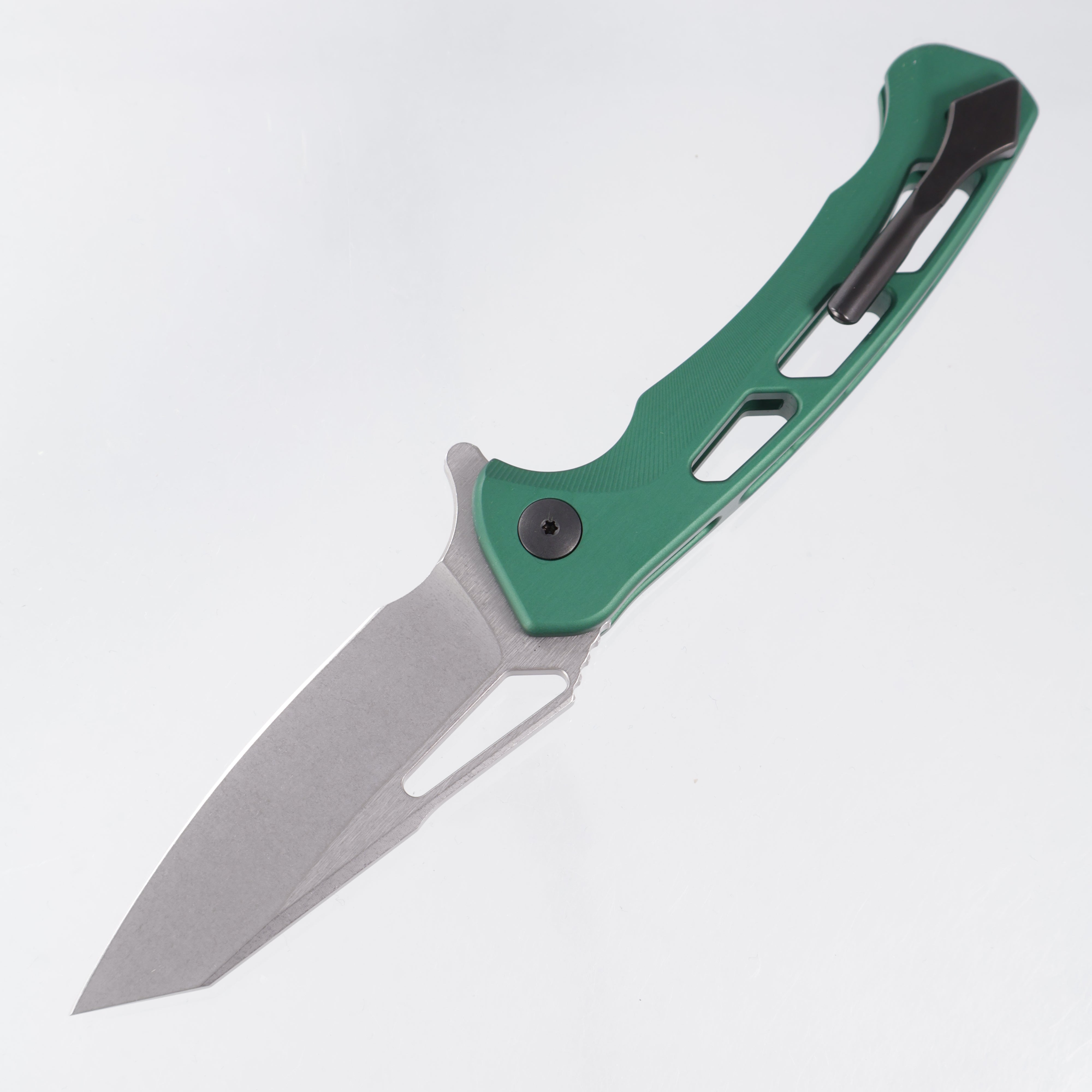 Dead Reckon Ridgeback Vertebrae Integral Reverse Tanto - Green Aluminum - Stonewash Magnacut *Generic Box*