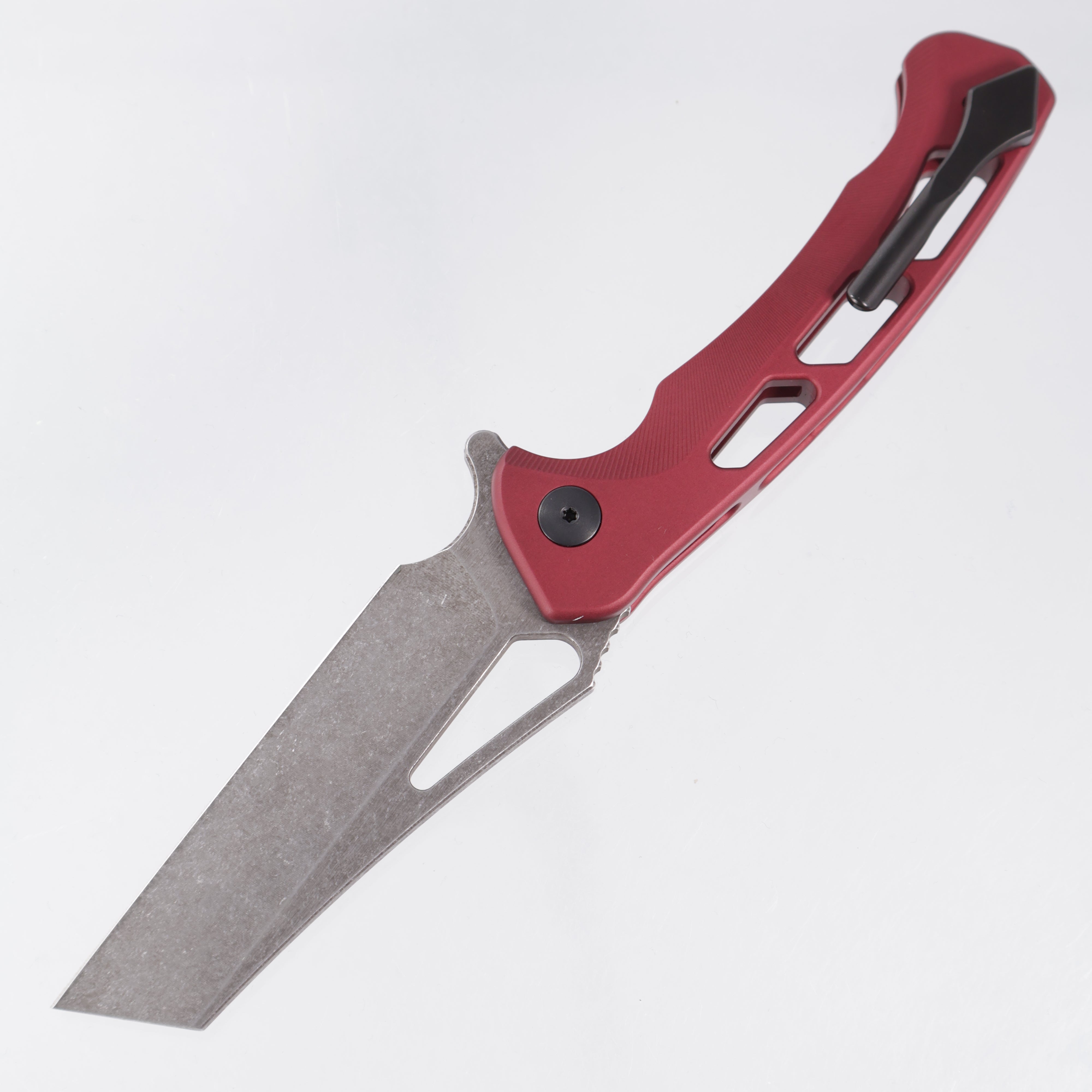 Dead Reckon Ridgeback Vertebrae Integral Wharncleaver - Red Aluminum - Dark Stonewash Magnacut *Generic Box*