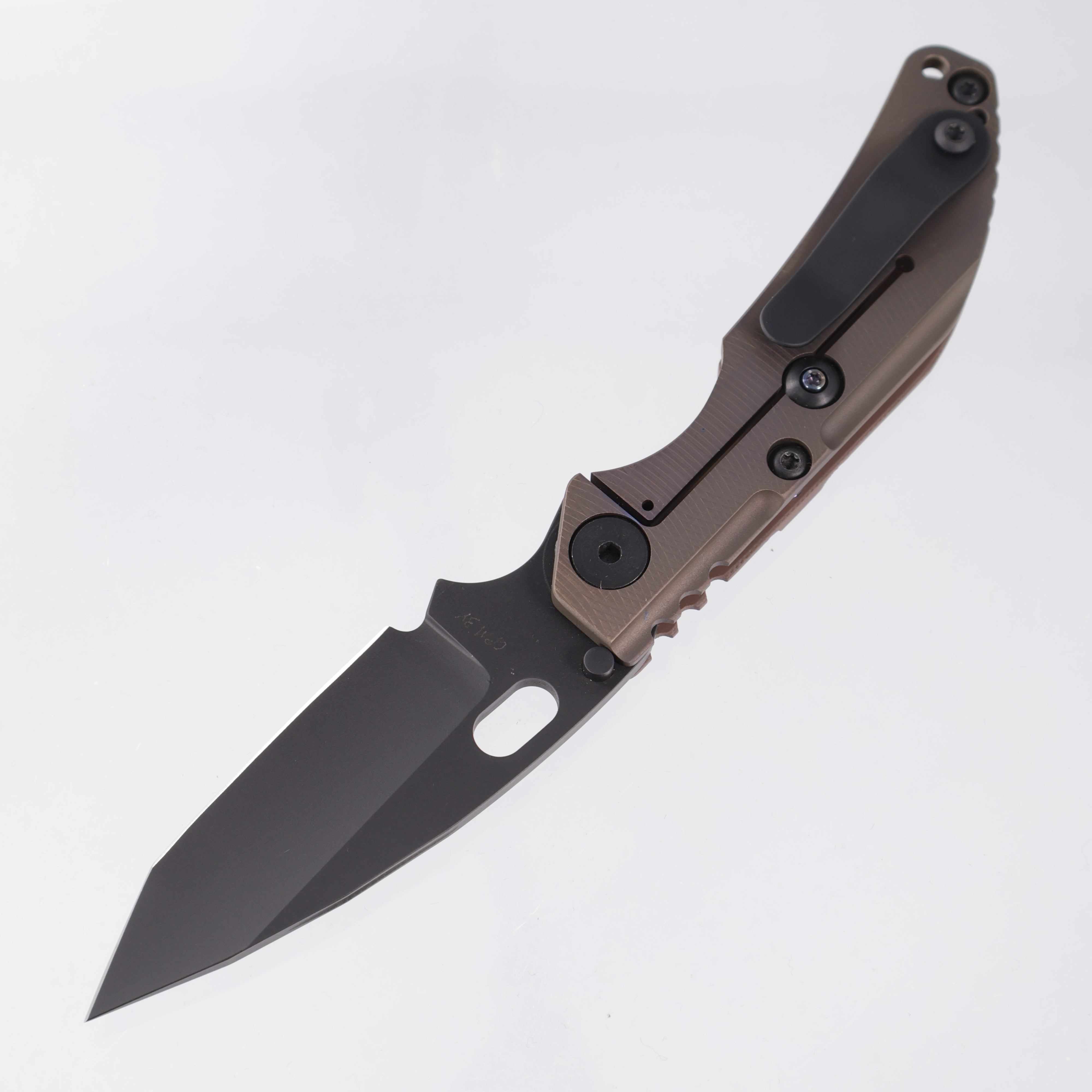 Duane Dwyer BBNM Tanto - Brown G10 w/ Flag Milling & Antique Bronze Lockside - MilSpec Black Oxide 3V
