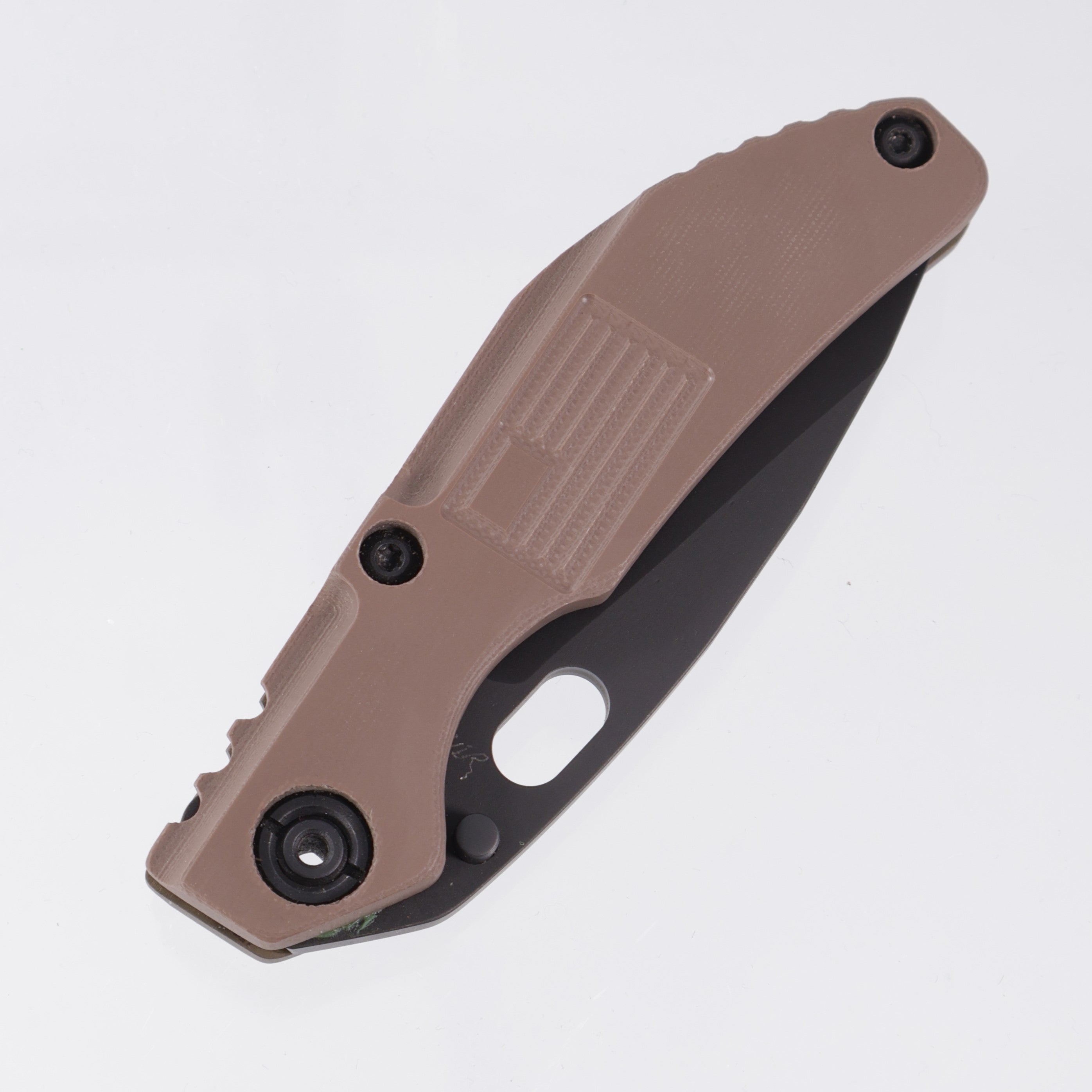 Duane Dwyer BBNM Tanto - Brown G10 w/ Flag Milling & Antique Bronze Lockside - MilSpec Black Oxide 3V