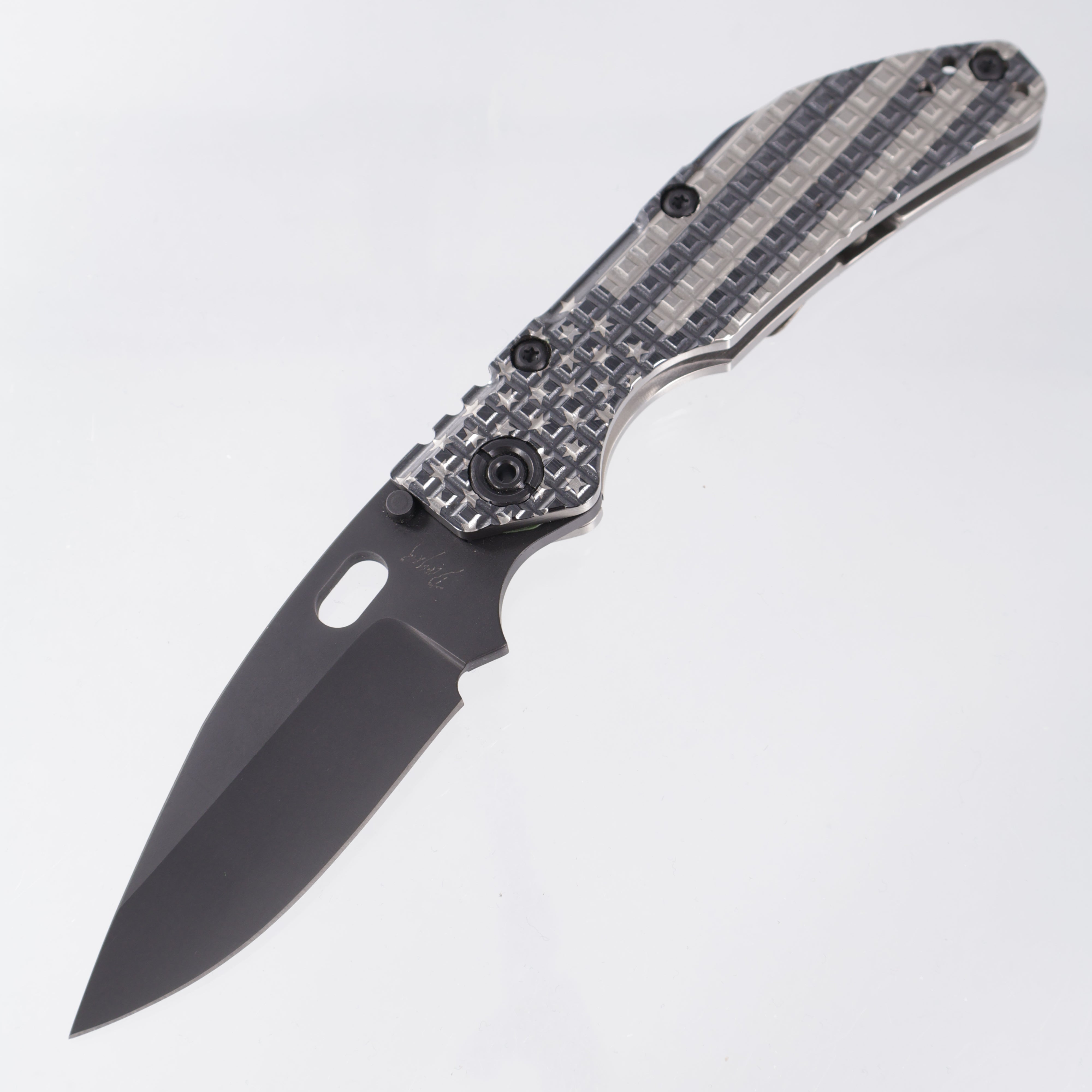 Duane Dwyer BBNL Bowie - Frag Titanium Milling w/ US Flag Engaving & Frag Ti Lockside - MilSpec Black Oxide Magnacut