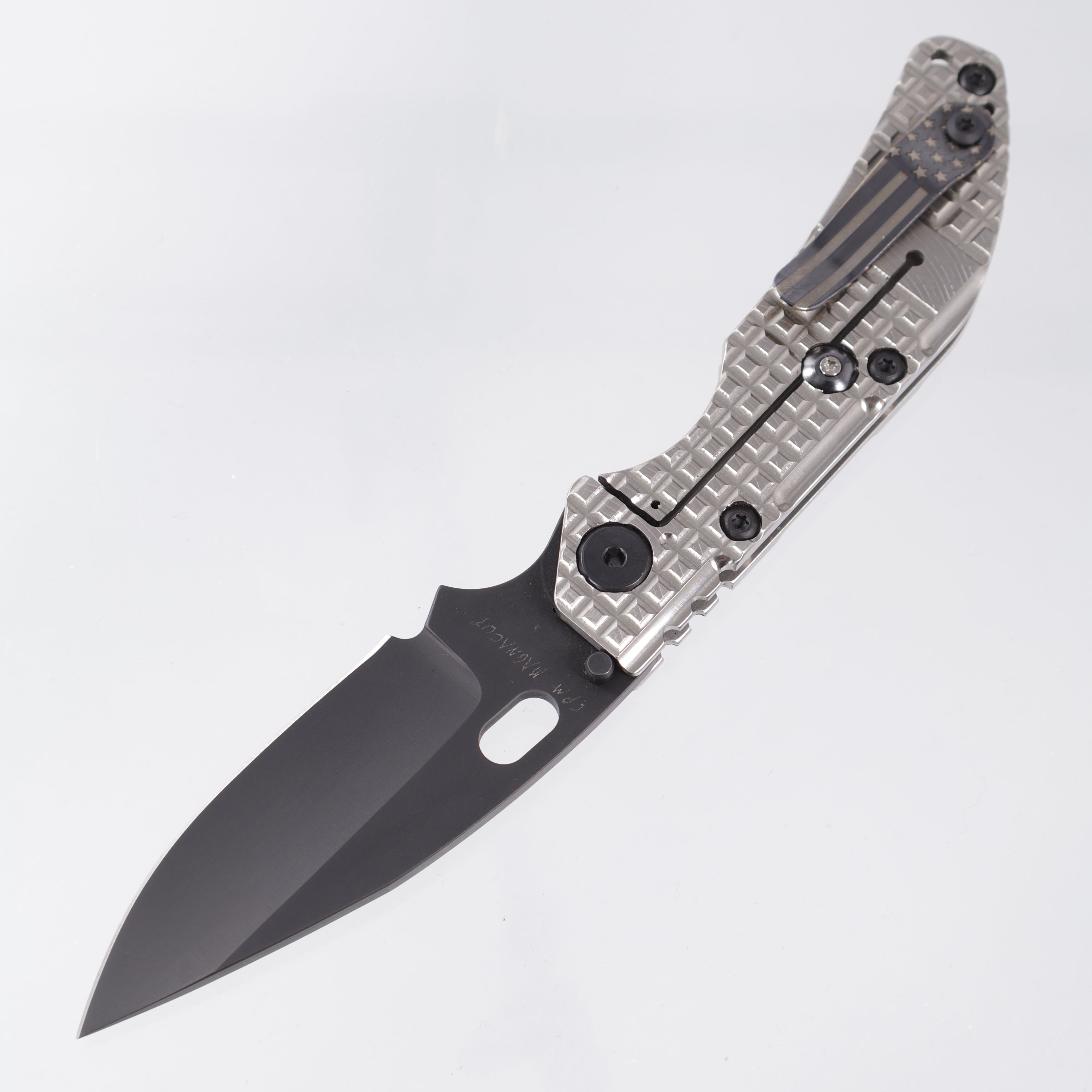 Duane Dwyer BBNL Bowie - Frag Titanium Milling w/ US Flag Engaving & Frag Ti Lockside - MilSpec Black Oxide Magnacut