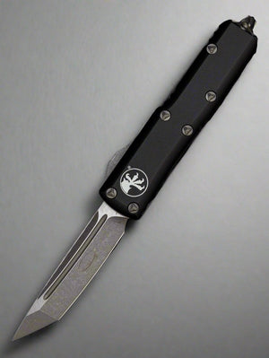 Microtech 233-10 AP UTX-85 AUTO OTF Knife 3" Apocalyptic Tanto Plain Blade, Black Aluminum Handles