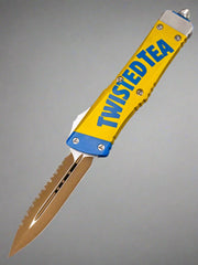 Pre Owned Microtech Combat Troodon 142-3TT D/E Full Serrated Limited Edition Twisted Tea Discontinued