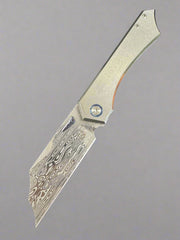 SOMETHING OBSCENE COMPANY LEK FOLDER KNIFE DAMASTEEL BLADE WITH TITANIUM HANDLES/ ZIRCU-TI ACCENTS #2