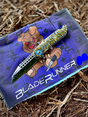 Marfione Custom Warhound DLC Diamondwash Flamed Titanium w Blue Titanium Accents & DLC Two Tone Hardware