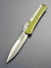 MICROTECH "GLYKON" OD GREEN OTF AUTOMATIC KNIFE ALUMINUM/TITANIUM 3.75" BAYONET STONEWASH 184-10OD