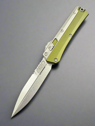 MICROTECH "GLYKON" OD GREEN OTF AUTOMATIC KNIFE ALUMINUM/TITANIUM 3.75" BAYONET STONEWASH 184-10OD