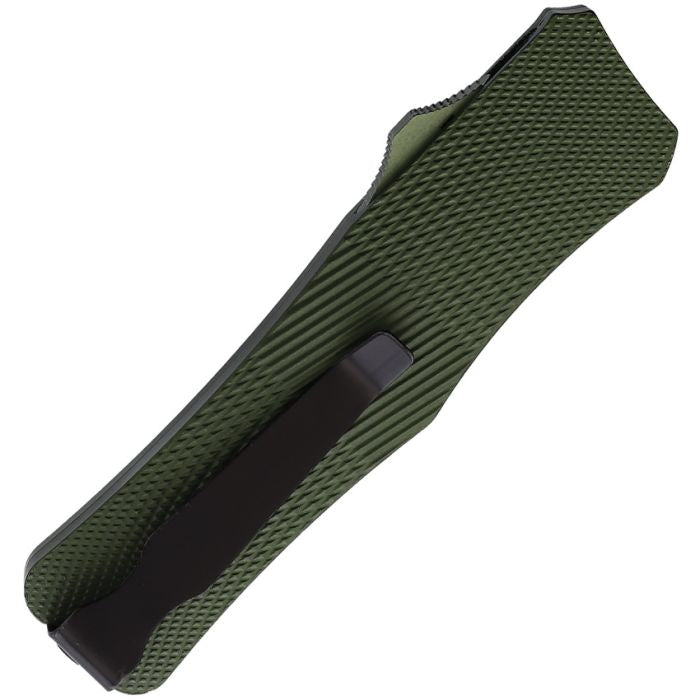 Mantis 818 AUTO OTF Knife 3.25" 440C Satin Tanto Blade, OD Green Milled Aluminum Handles