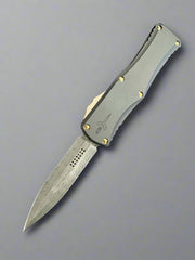 Pre Owned MARFIONE CUSTOM HERA DOUBLE EDGE SPIKE GRIND - GATORBELLY PATTERN DAMASCUS- BLACK LOGO ETCHED CHASSIS WITH BRONZE SATIN FINISHED HW