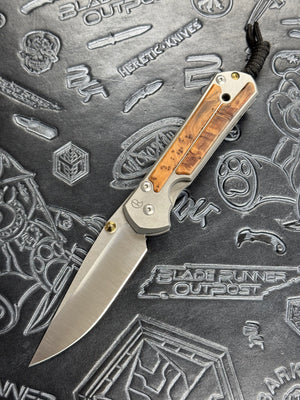 Pre Owned Discontinued Chris Reeve Large Sebenza 21 - Thuya Burl Inlay L21-1179 (CRK)