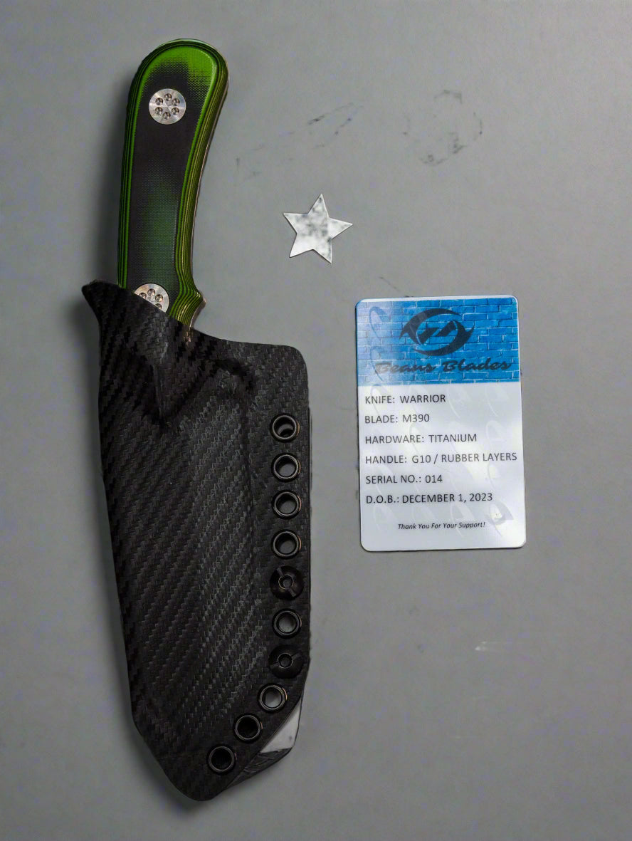 Beans Blades Fixed Warrior Full Size G10 / Rubber Layers SN:014