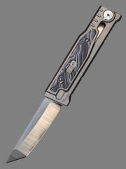 REATE EXO-M G10 BLACK/WHITE OTF KNIFE TITANIUM 2.95" TANTO SATIN