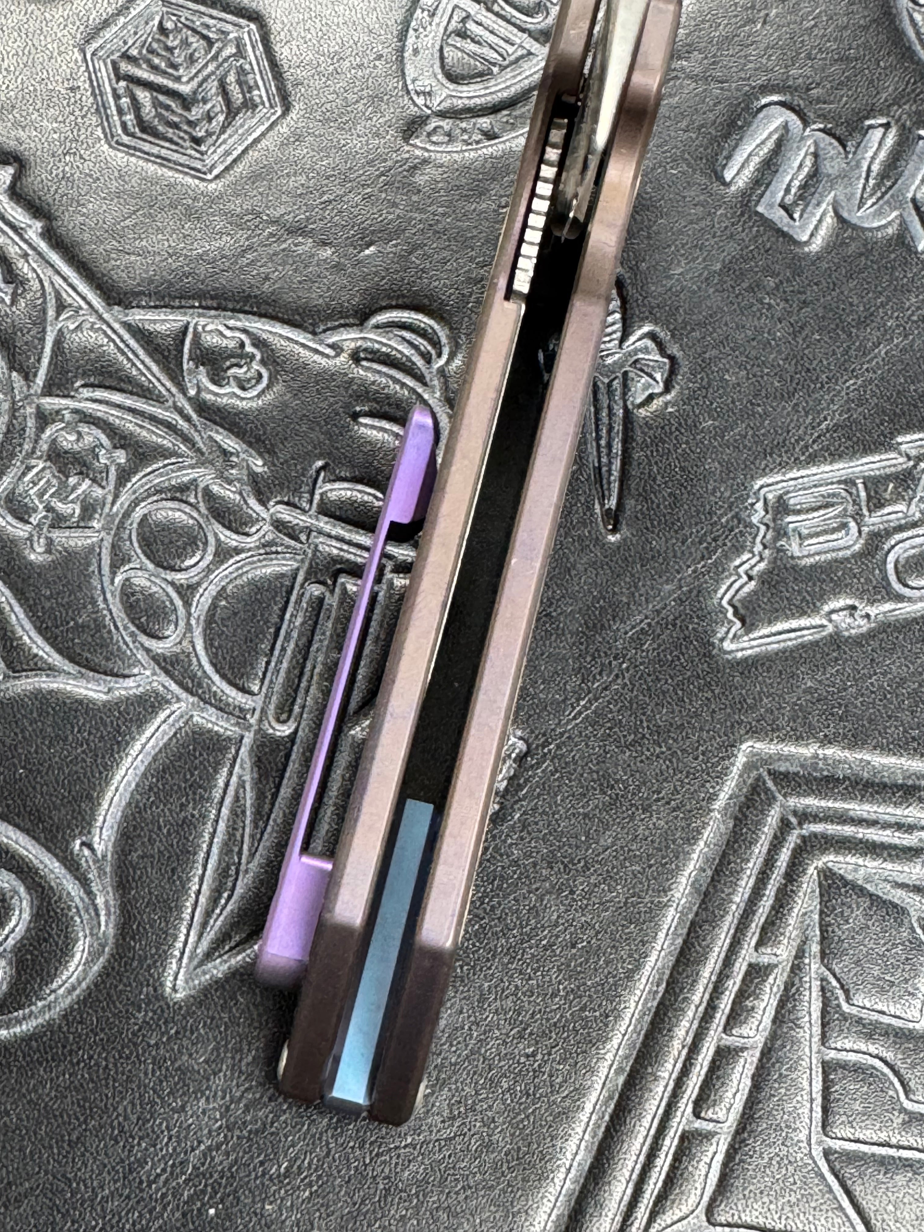 American Blade Works MODEL 2 TITANIUM Factory Light Purple Wharncliffe Magnacut