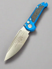 Microtech Knives LUDT Gen III Stonewash Drop Point w/ Blue Handle 1135-10 BL
