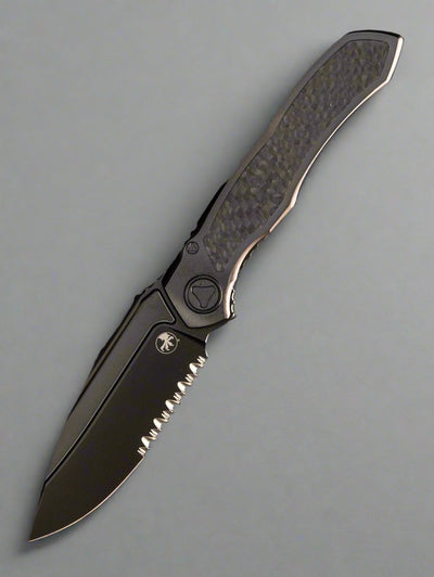 Microtech Anax S/E Frame Lock Knife Black Titanium/CF Inlay (3.8" Serrated DLC)