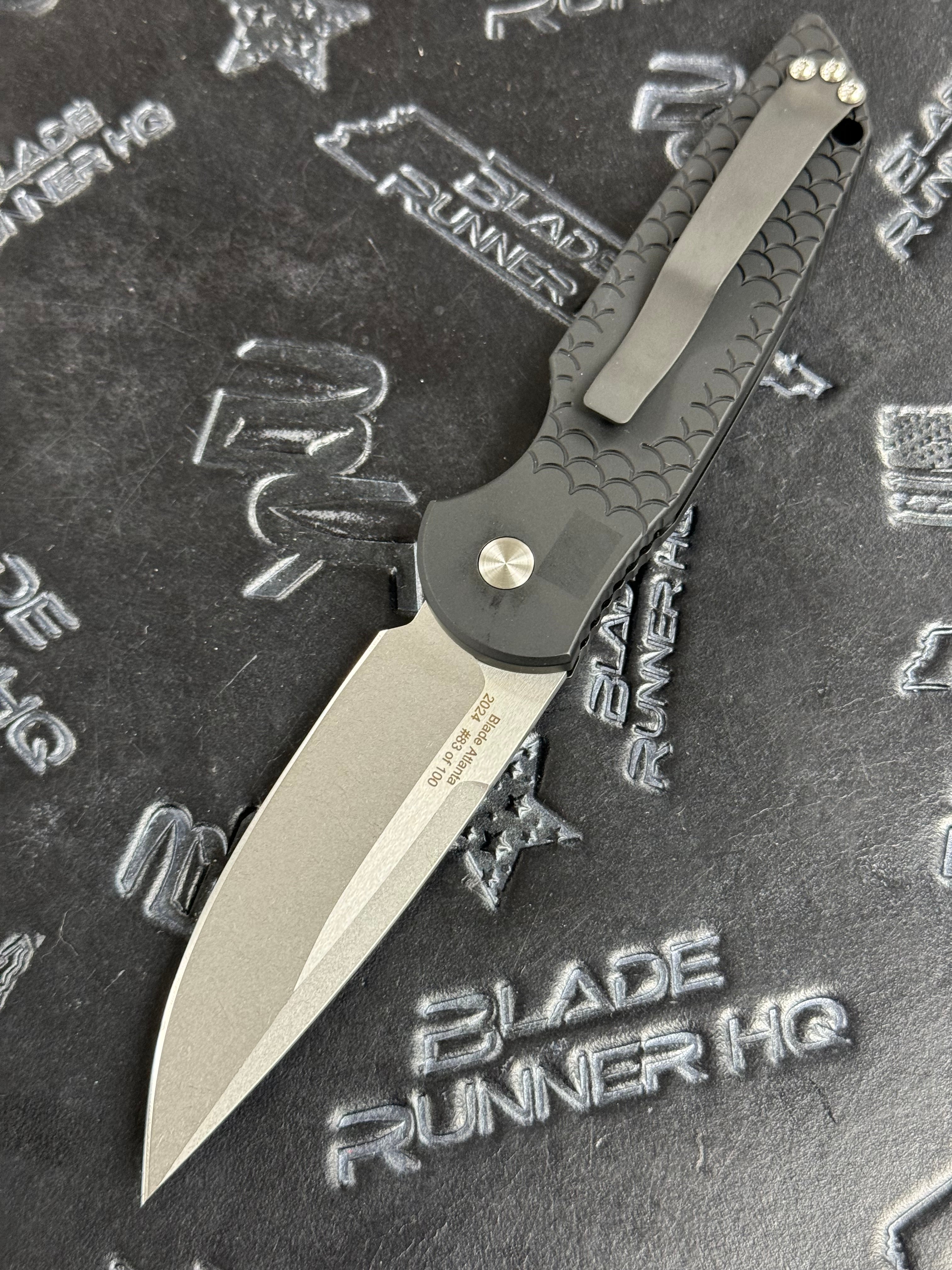 Protech TR-3 Blade Show Atlanta 2024 Black Handle Stonewash/ Satin 154cm Limited /100