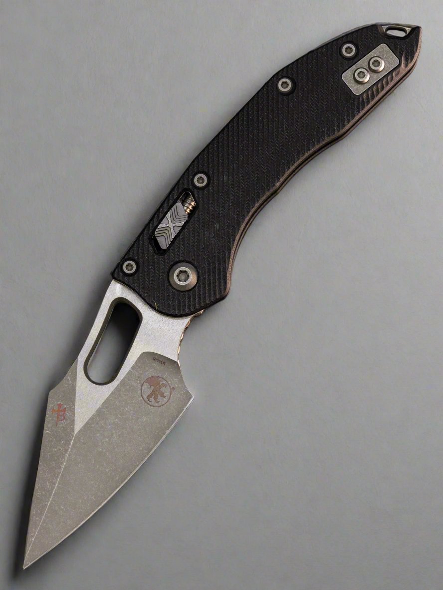 Microtech 169RL-10APFLGTBK Stitch S/E Ram-Lok - Black Fluted G-10 - Apocalyptic Blade