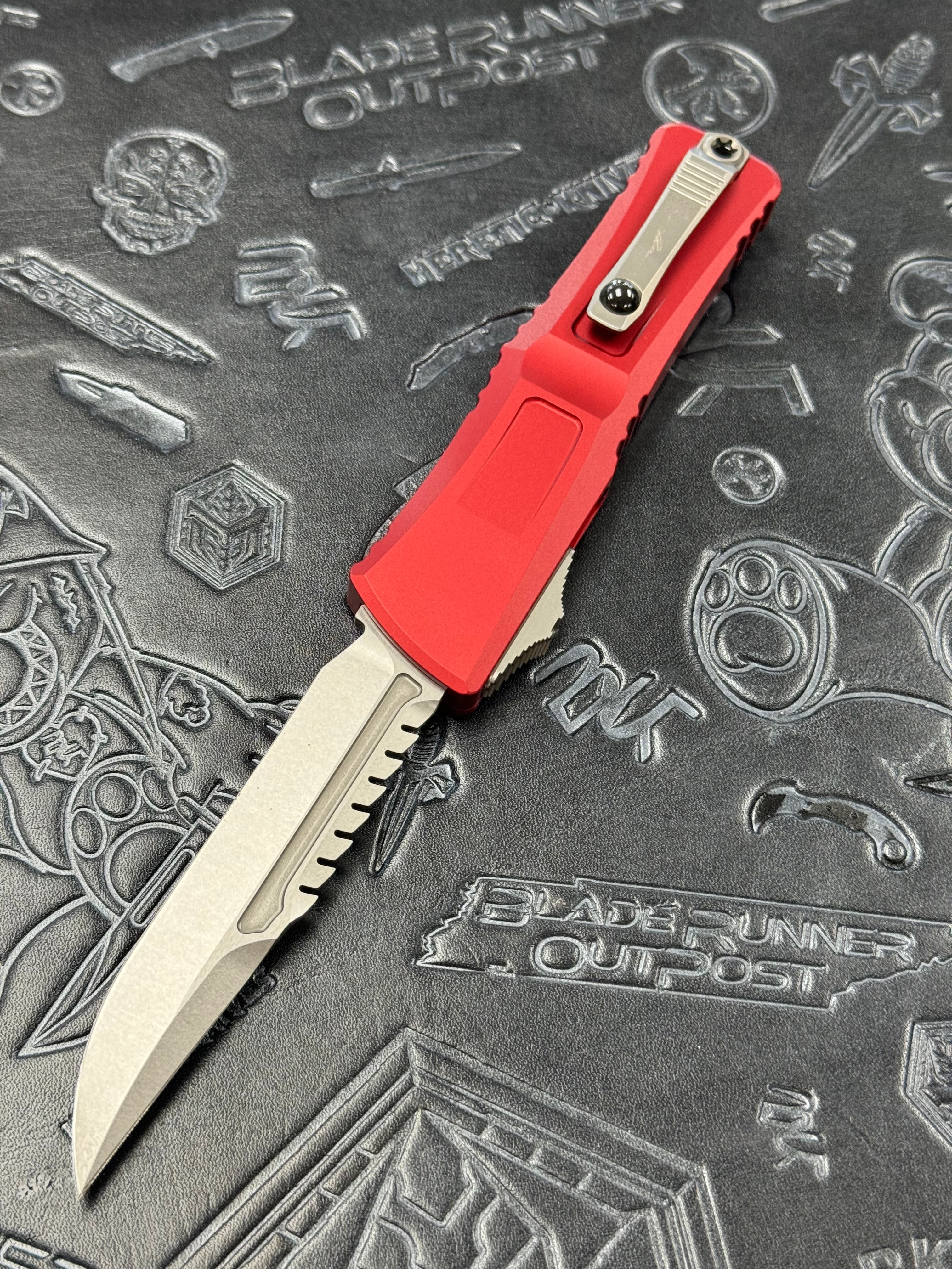 Microtech Knives Combat Troodon Gen III Stonewash Interceptor w/ Red Handle Signature Series 1217-10 RDS