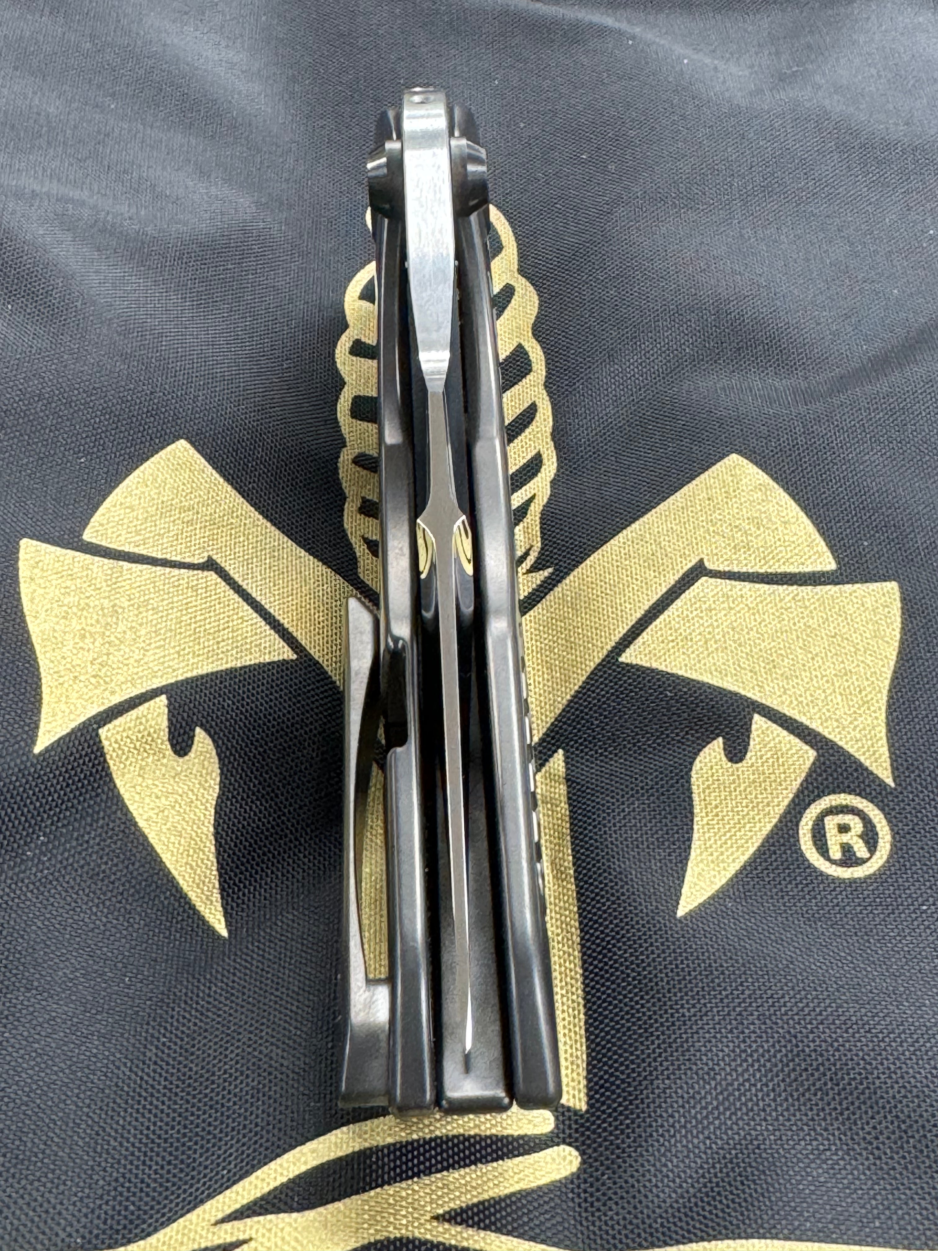Marfione Custom & Borka Blades Collab - Stitch Darkstar Liquid Metal (Mirror Polished) Tritium Insert Blade, DLC Frag Handle