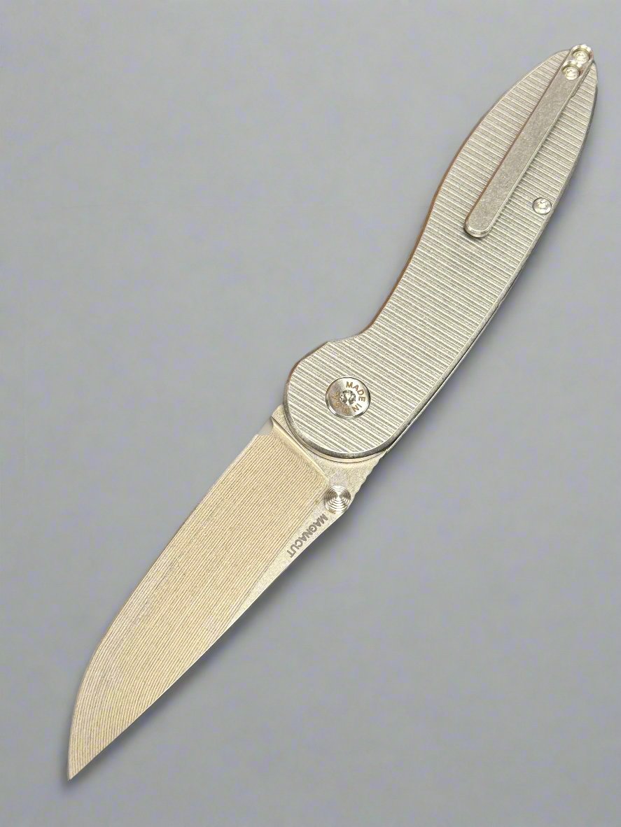 American Blade Works ABW MODEL 1 BUTTON LOCK TITANIUM Magnacut