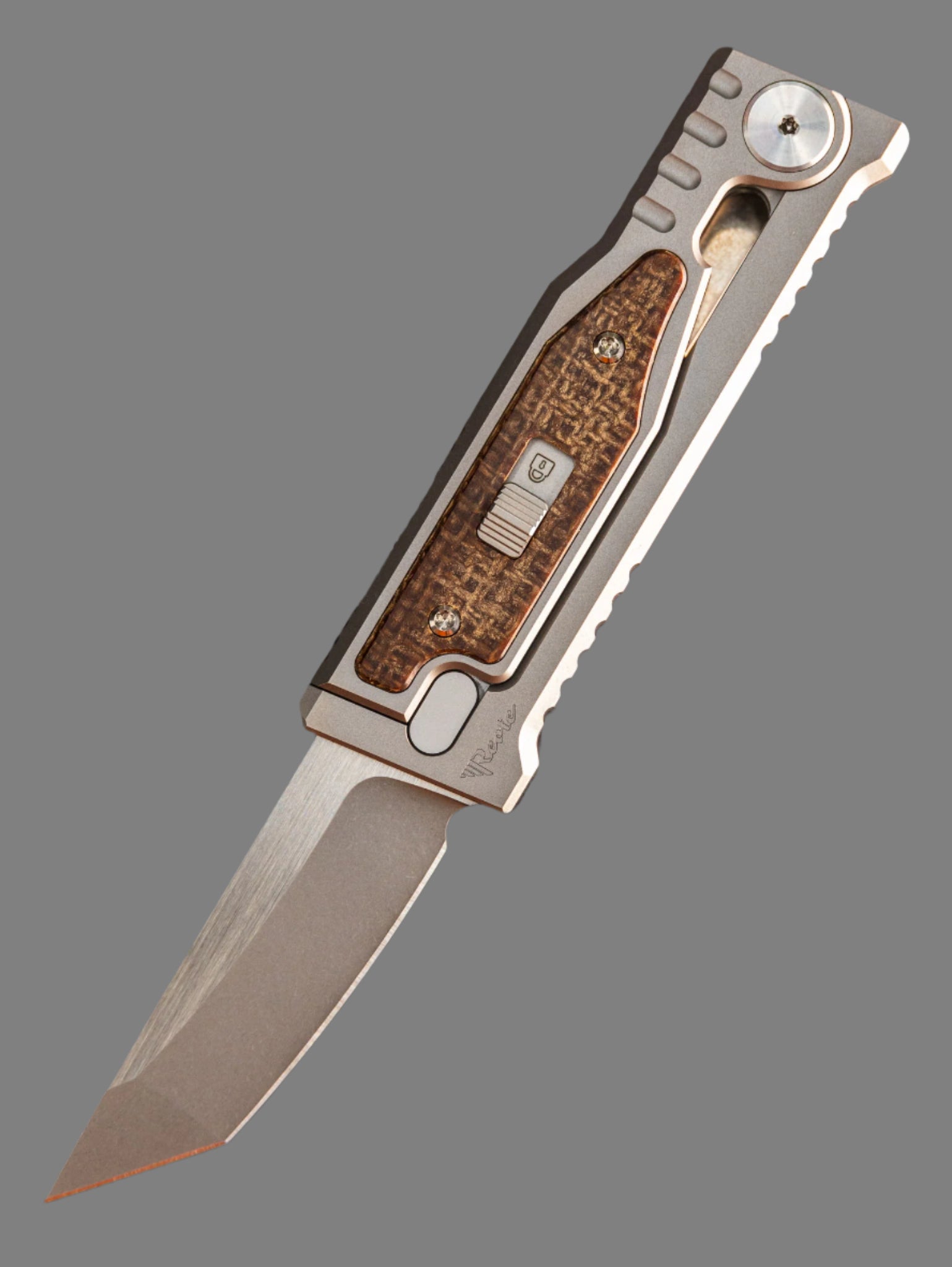 REATE EXO-MINI POCKET KNIFE BROWN MICARTA INLAY HANDLE CPM-3V TANTO BLADE