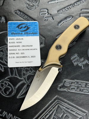 Beans Blades Fixed Javelin M390 Bone Micarta Black Liners 1 Off