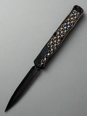 HERETIC KNIVES "CLERIC 2" OTF FLAME TITANIUM INLAYS 4.25" DLC DAGGER H020-6A-FTI