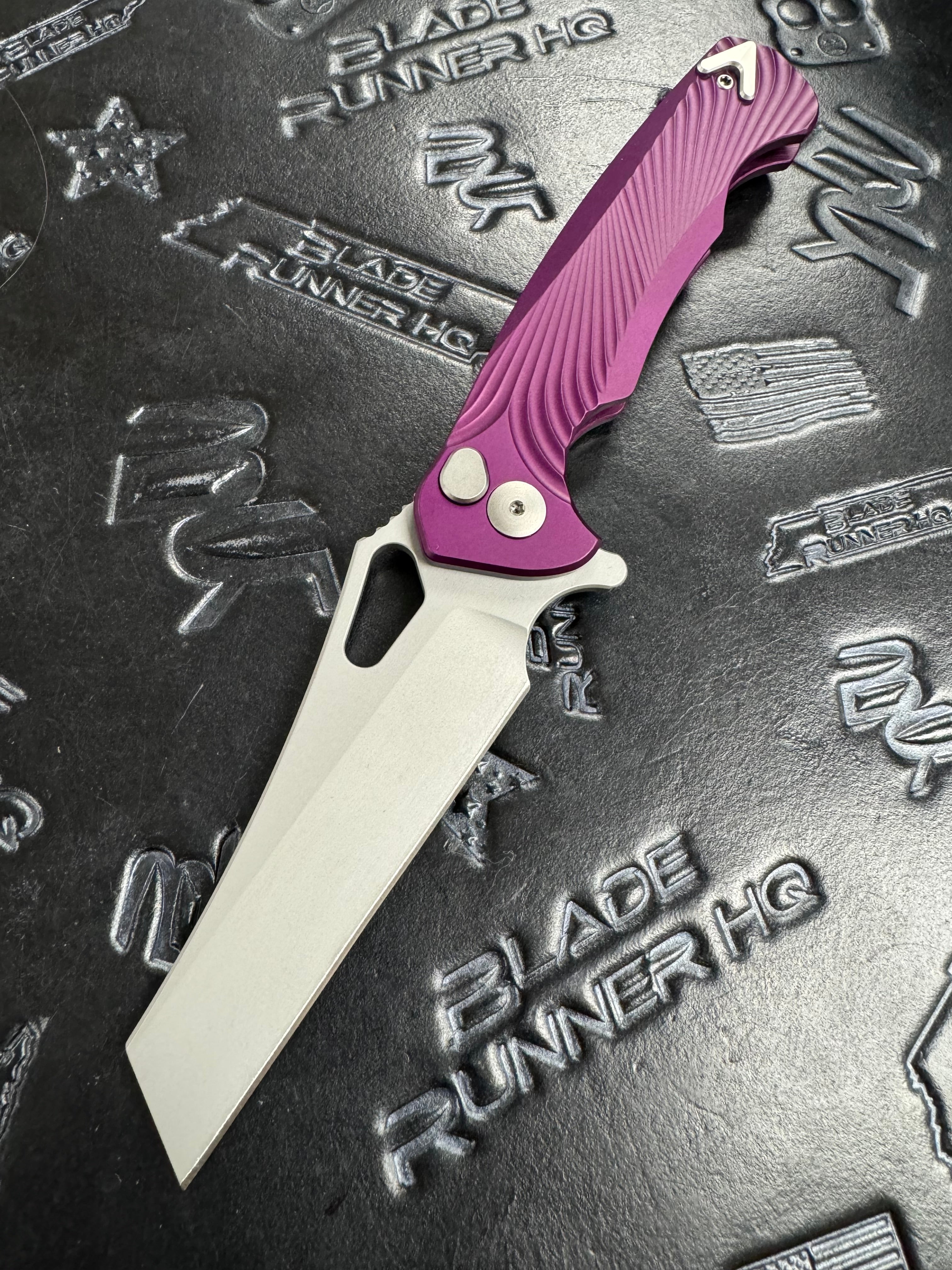Dead Reckon Knives Ridgeback - Aluminum Purple, WharnCleaver, Series 2, Body 2, Magnacut, Button Lock, Glass Bead Matte Finish