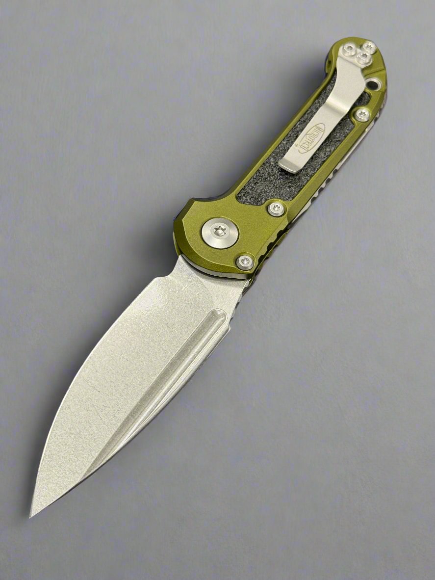 Microtech Knives LUDT Gen III Stonewash Drop Point w/ OD Green Handle 1135-10 OD