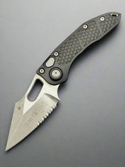 MICROTECH STITCH- OTS AUTO KNIFE- BLACK HANDLE- APOCALYPTIC PART SERRATED BLADE 169-11 AP