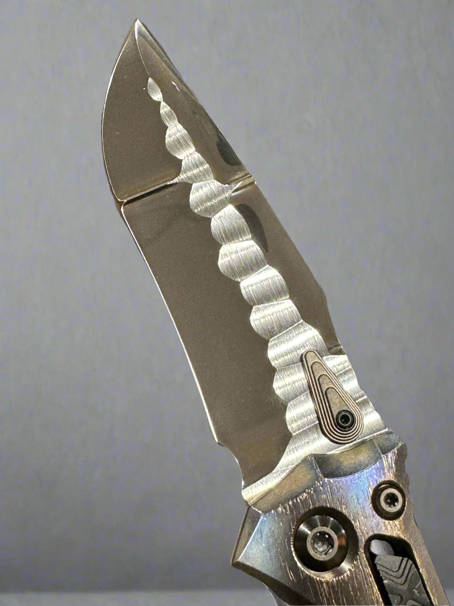 Marfione Custom Knives & Borka Blades Amphibian RAM-LOK Diamondwash RockStar Ground M390 & Cosmic Titanium w/ DLC Two Tone Hardware