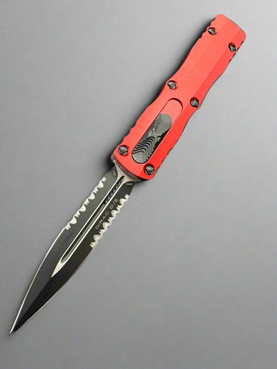 Microtech Dirac D/E Partial Serrated & Red 225-2RD