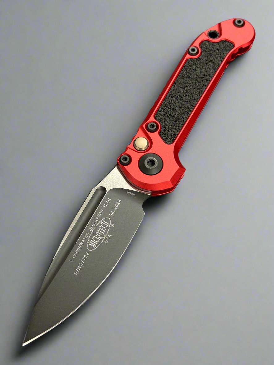 Microtech Knives LUDT Gen III Black Drop Point w/ OD Red Handle 1135-1 RD