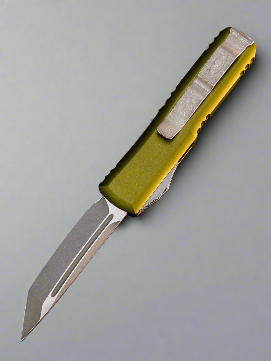 MICROTECH UTX-85 233-10 APOD T/E OTF OD GREEN AUTO KNIFE APOC FINISH Tanto