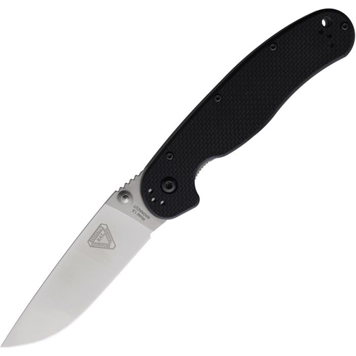 Ontario RAT Model 1.5 Liner Lock Folding Knife 3.25" CPM-MagnaCut Satin Plain Drop Point Blade, Black G10 Handles - 8880