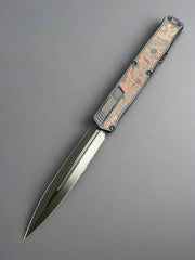 Heretic Knives Cleric II 2 Red Camo Carbon Inlays & DLC D/E Double Edge Magnacut H020-6A-RD/CC