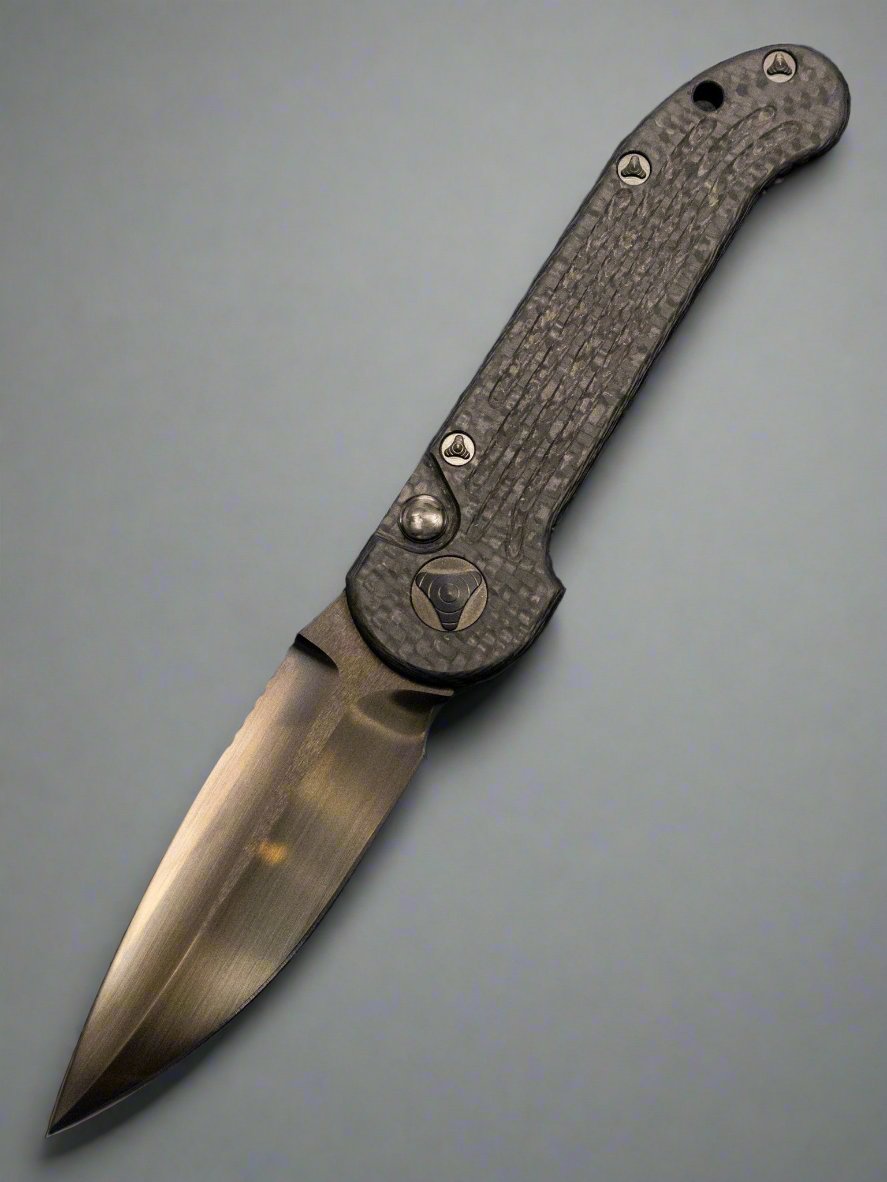 Pre Owned Microtech Marfione Custom LUDT Auto Knife Carbon Fiber (3.3" DLC M390) SN:013