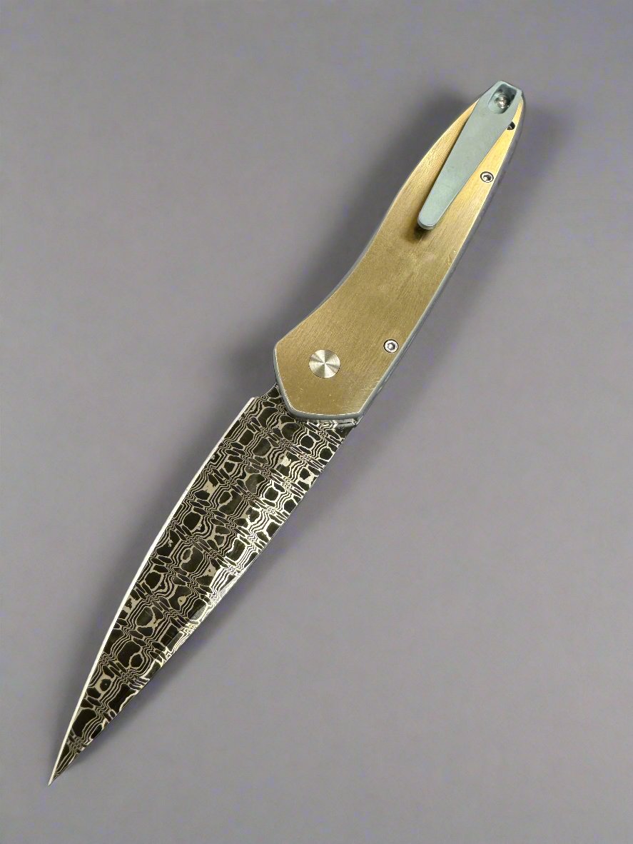 Protech 2024 Newport Custom 001 Bronze Titanium Wave Handle Vegas Forge Carbon Reptilian Damascus Abalone Push Button /60