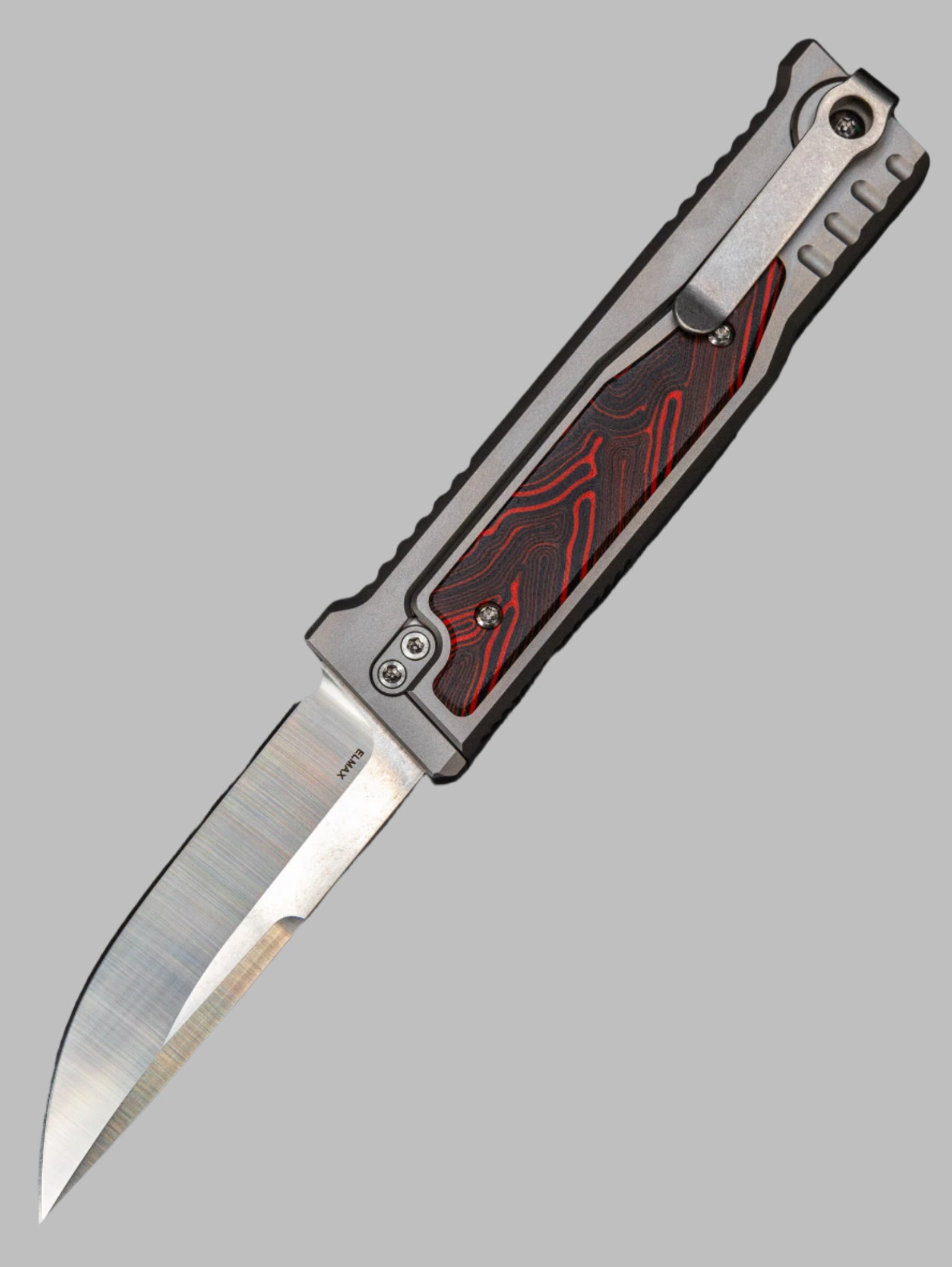 REATE EXO-M G10 RED/BLACK OTF KNIFE TITANIUM 2.95" DROP POINT SATIN