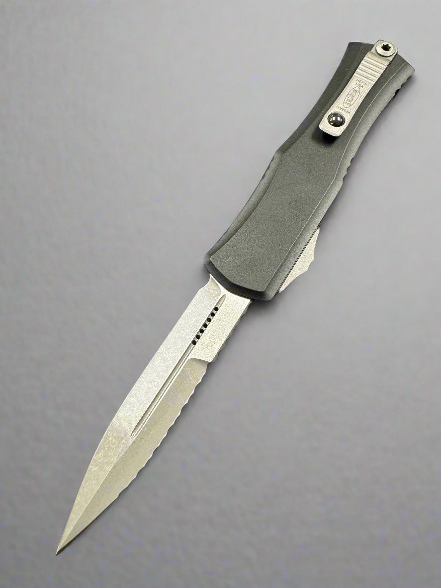 Microtech Knives Mini Hera Full Serrated Apocalyptic Bayonet M390MK w/ Black Handle 1701M-12AP