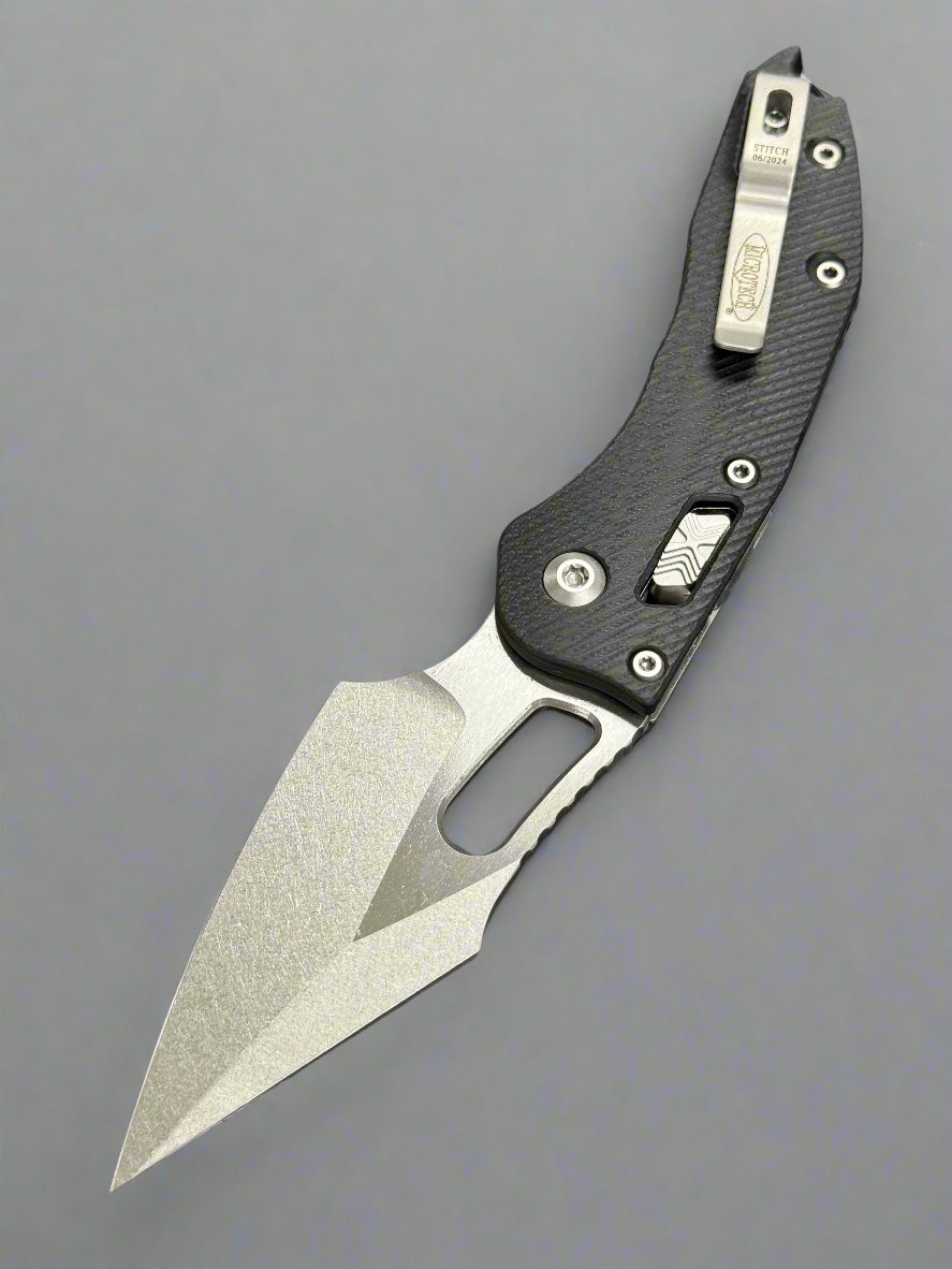 Microtech Knives Manual Stitch RAM LOK Fluted Black G-10 & M390MK 169RL-10 FLGTBK